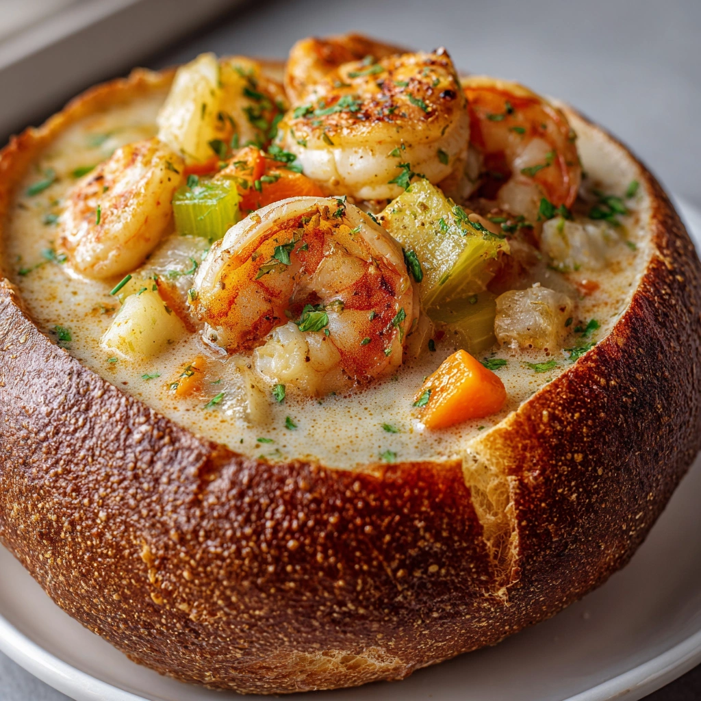 Stuffed Seafood Soup Bread Bowl: A Delicious Delight!