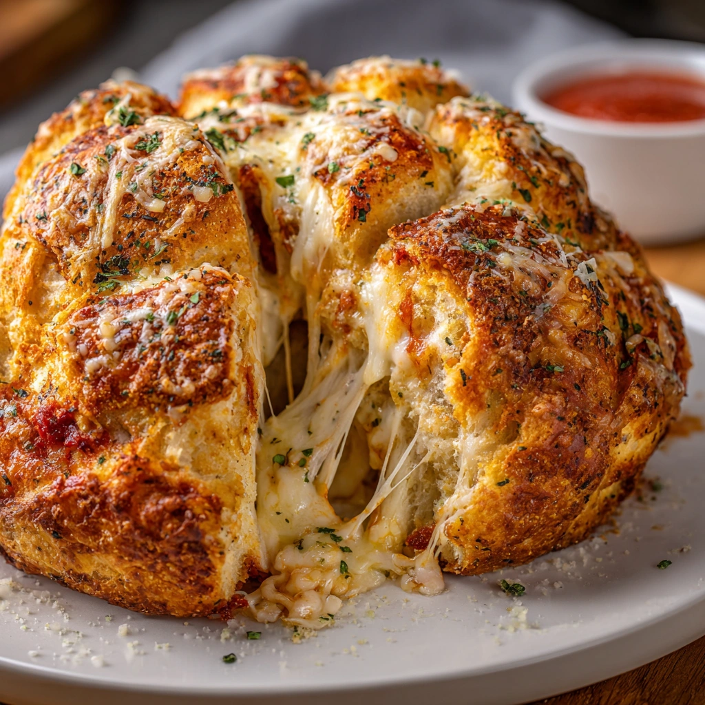 Giant Mozzarella-Stuffed Garlic Knot Pizza Bomb Revealed!