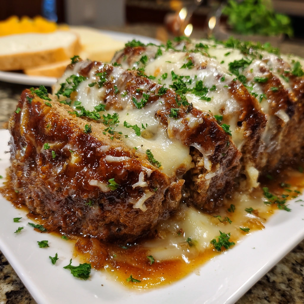 Crockpot French Onion Meatloaf with Melted Swiss Cheese Delights!