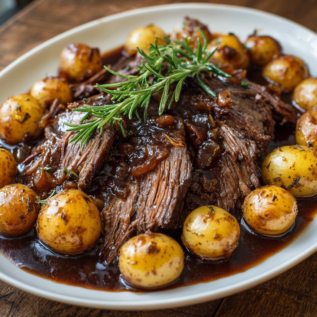 Fall-Apart Honey Balsamic Pot Roast with Baby Potatoes delights your taste buds!