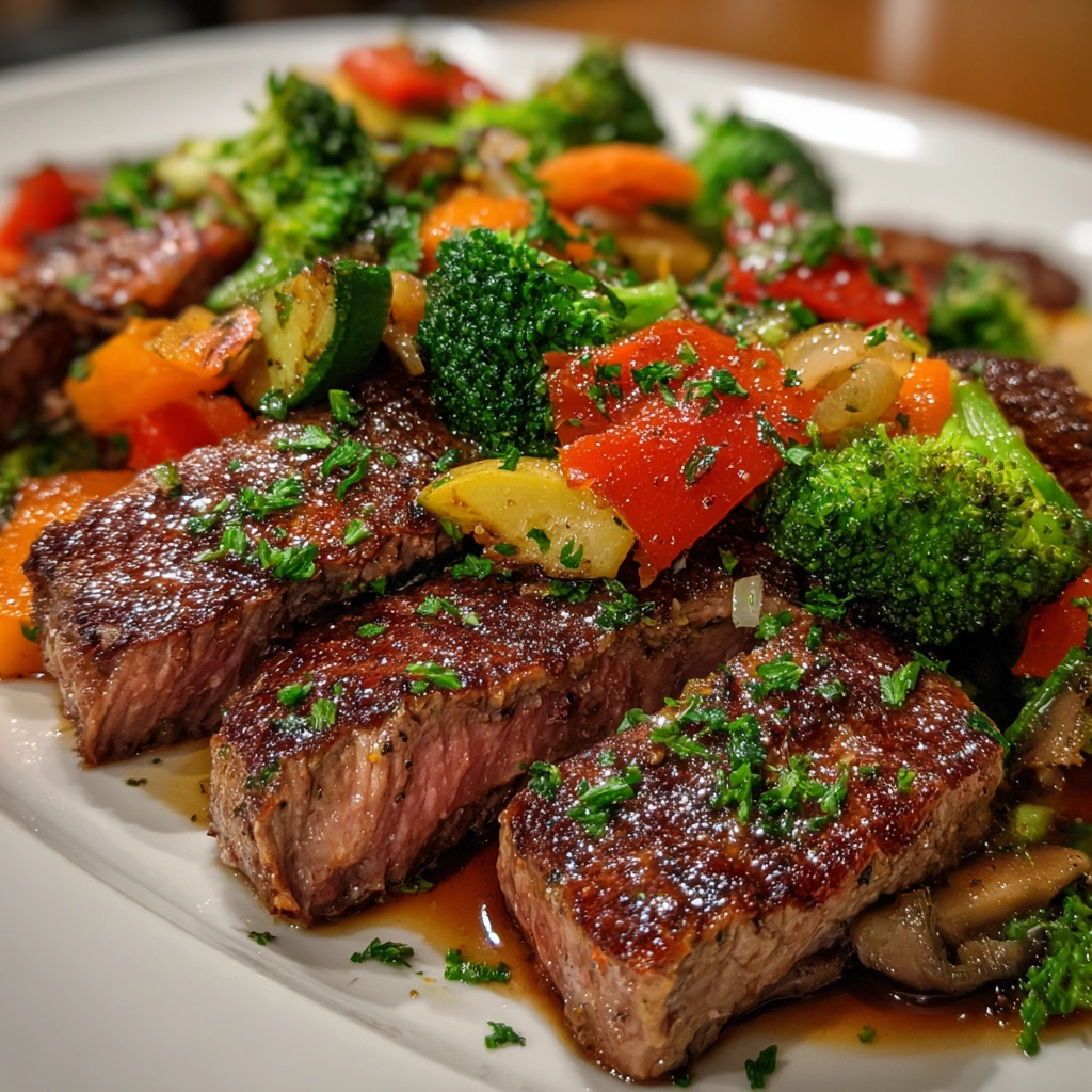 Garlic Steak with Mixed Vegetables: A Flavorful Delight!