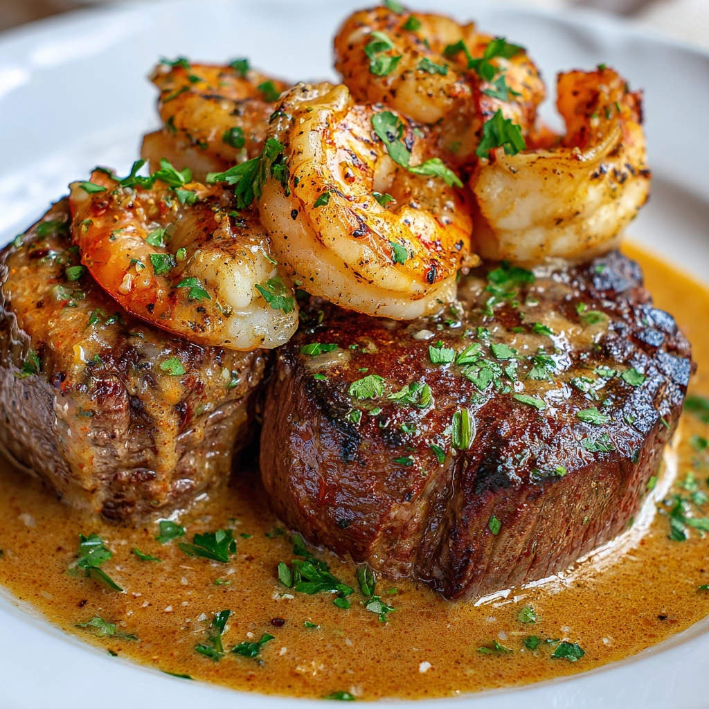 Filet Mignon with Grilled Shrimp & Lobster Sauce Delight!