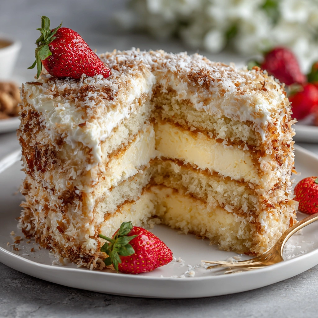 White German Chocolate Cake with Cheesecake Center Delights!