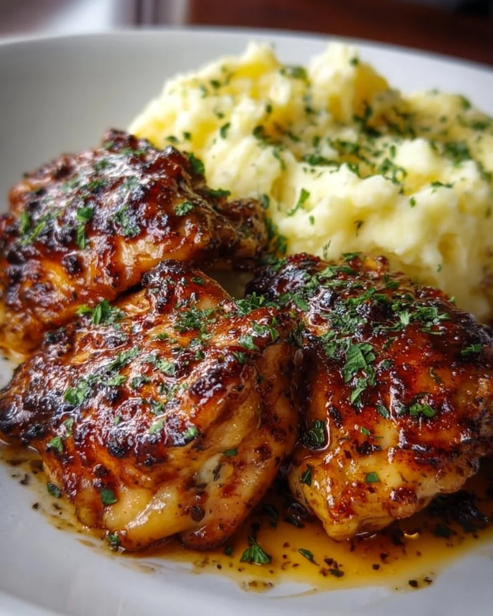 Chipotle Honey Chicken Thighs with Smoked Gouda Mashed Potatoes