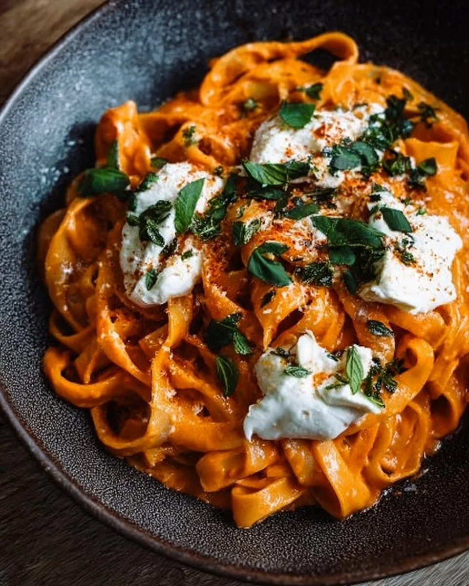 Creamy Red Pepper Pasta with Burrata &amp; Herbs: An Incredible Ultimate Recipe