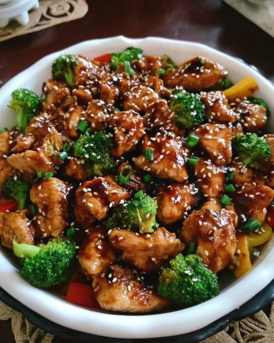 Delicious crockpot teriyaki chicken served with rice and vegetables