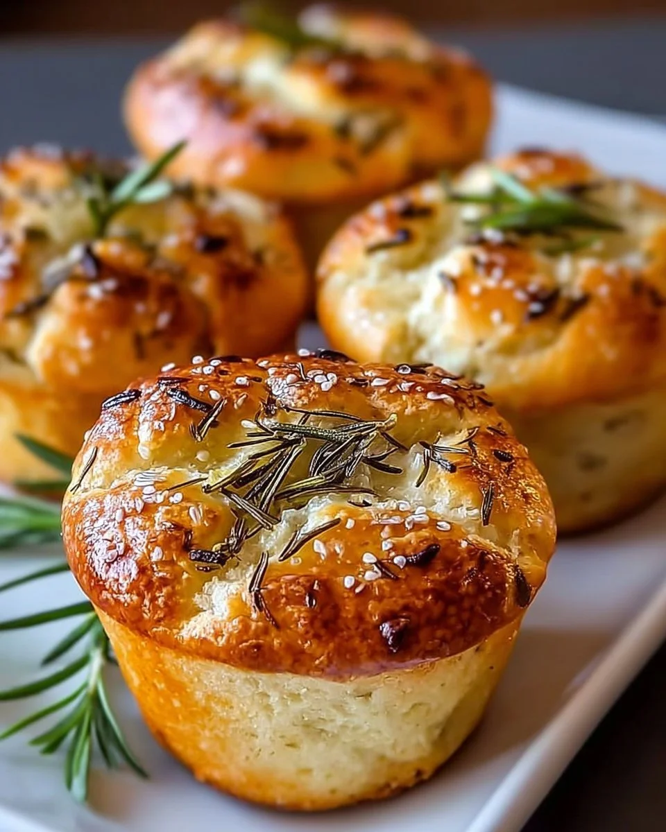 Easy Garlic Rosemary Focaccia Muffins