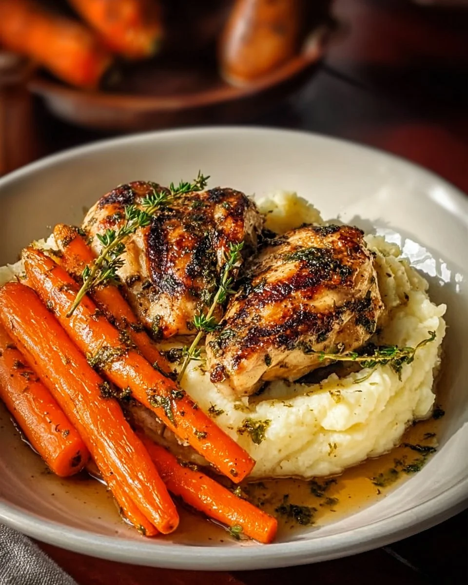 Make Garlic Herb Chicken with Mashed Potatoes and Glazed Carrots Tonight!