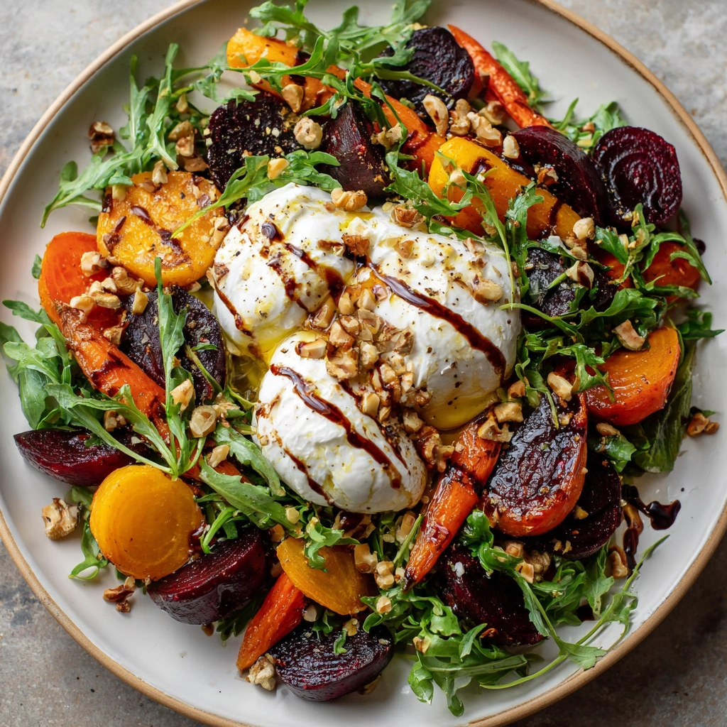 Roasted Beets and Carrots Salad with Burrata Delight!