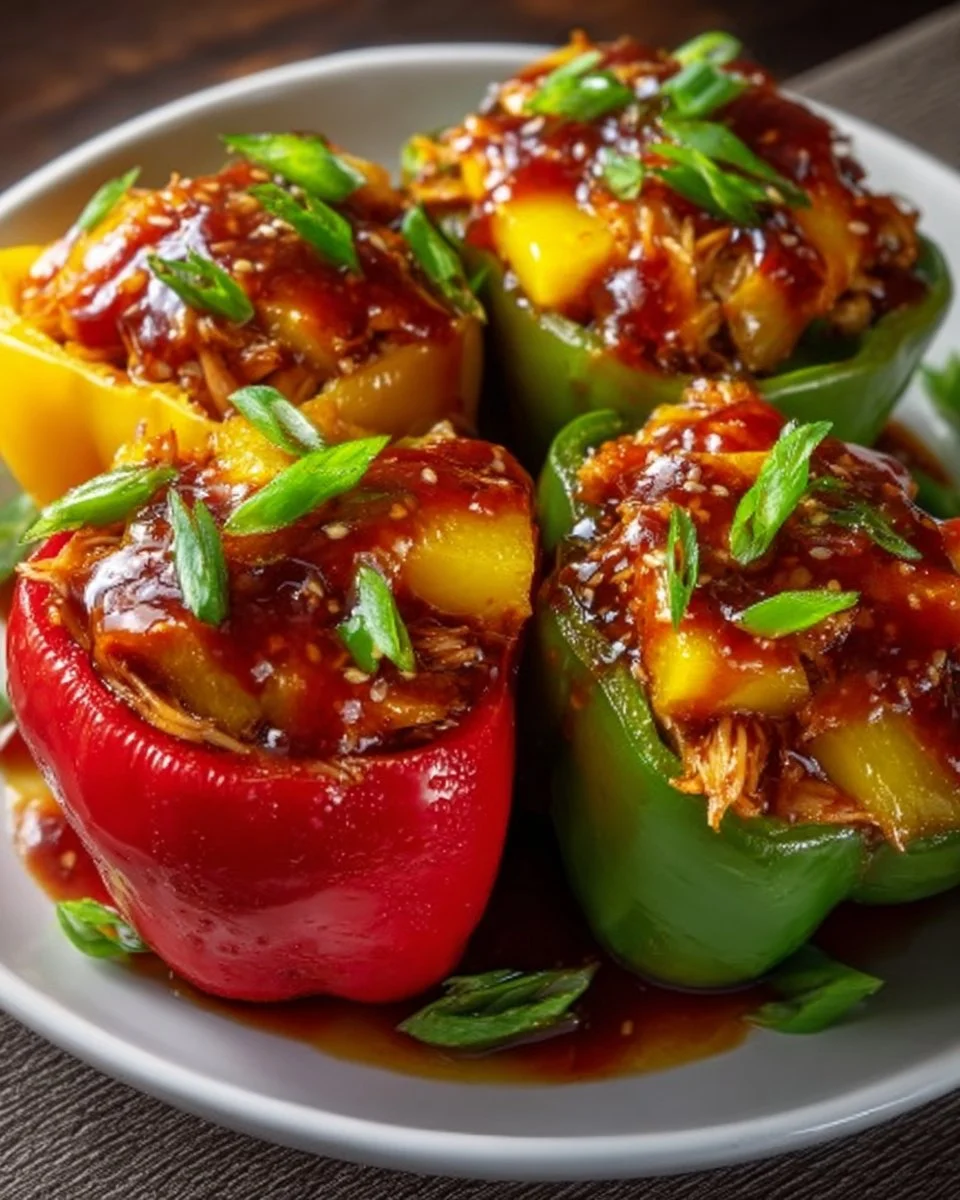 Teriyaki Pineapple Chicken Stuffed Peppers