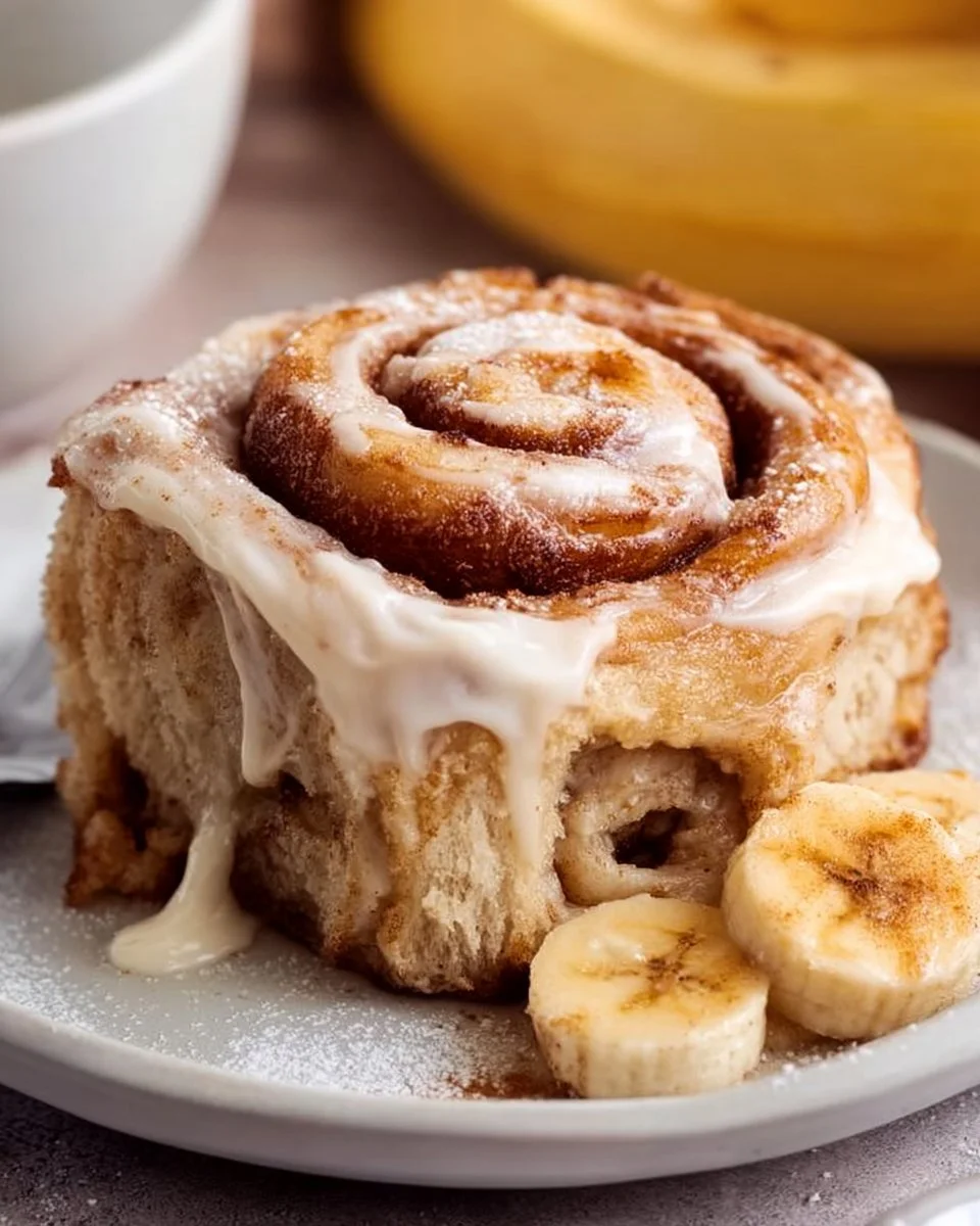Banana Bread Cinnamon Rolls With Cream Cheese Frosting
