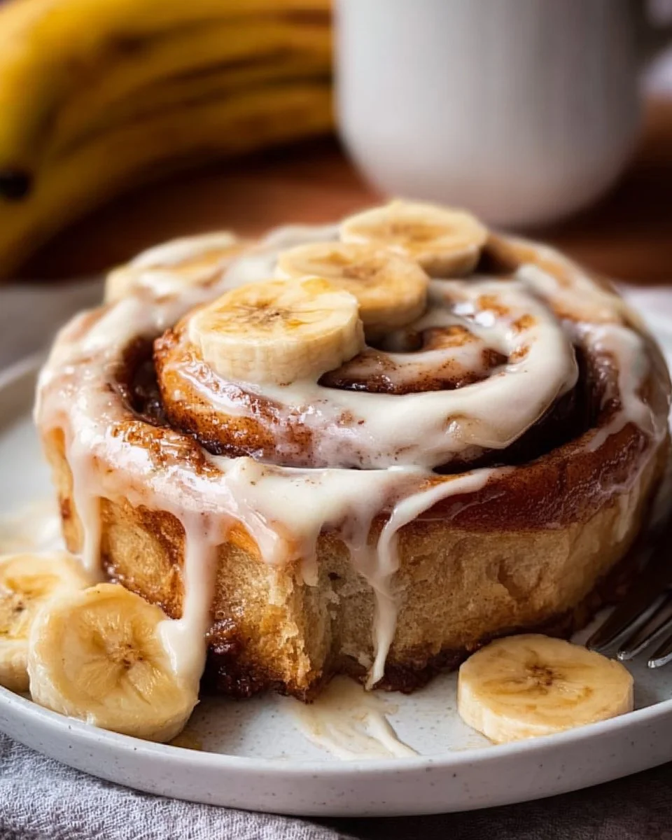 Banana Bread Cinnamon Rolls With Cream Cheese Frosting