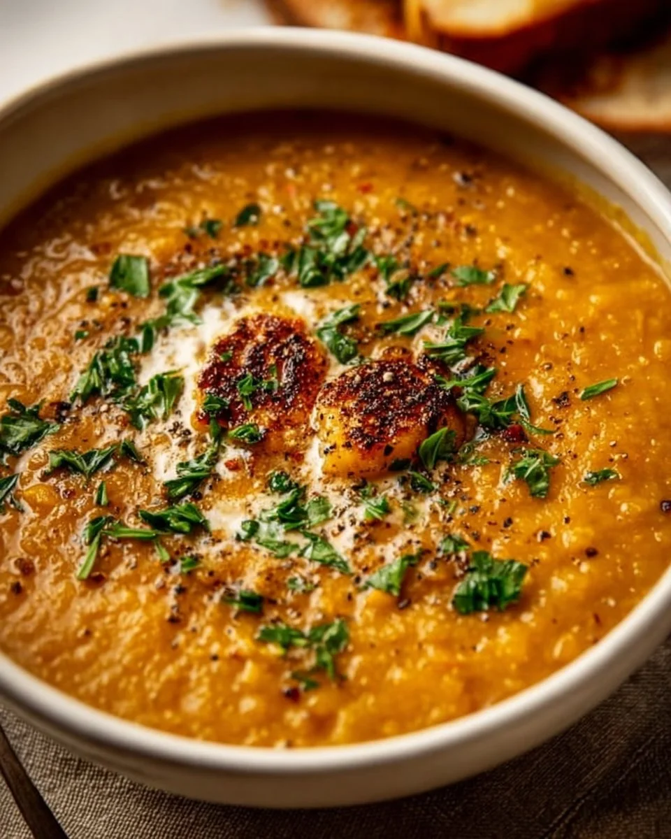 Caramelized Onion Red Lentil Soup