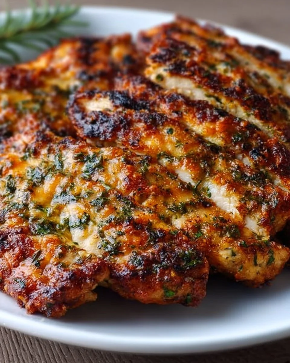 Delicious cheesy marinated chicken ready to serve