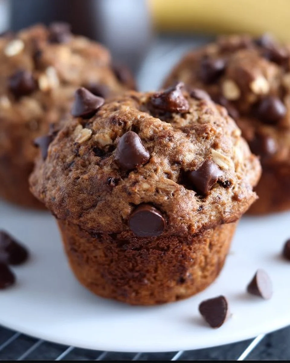Chocolate Banana Oatmeal Muffins