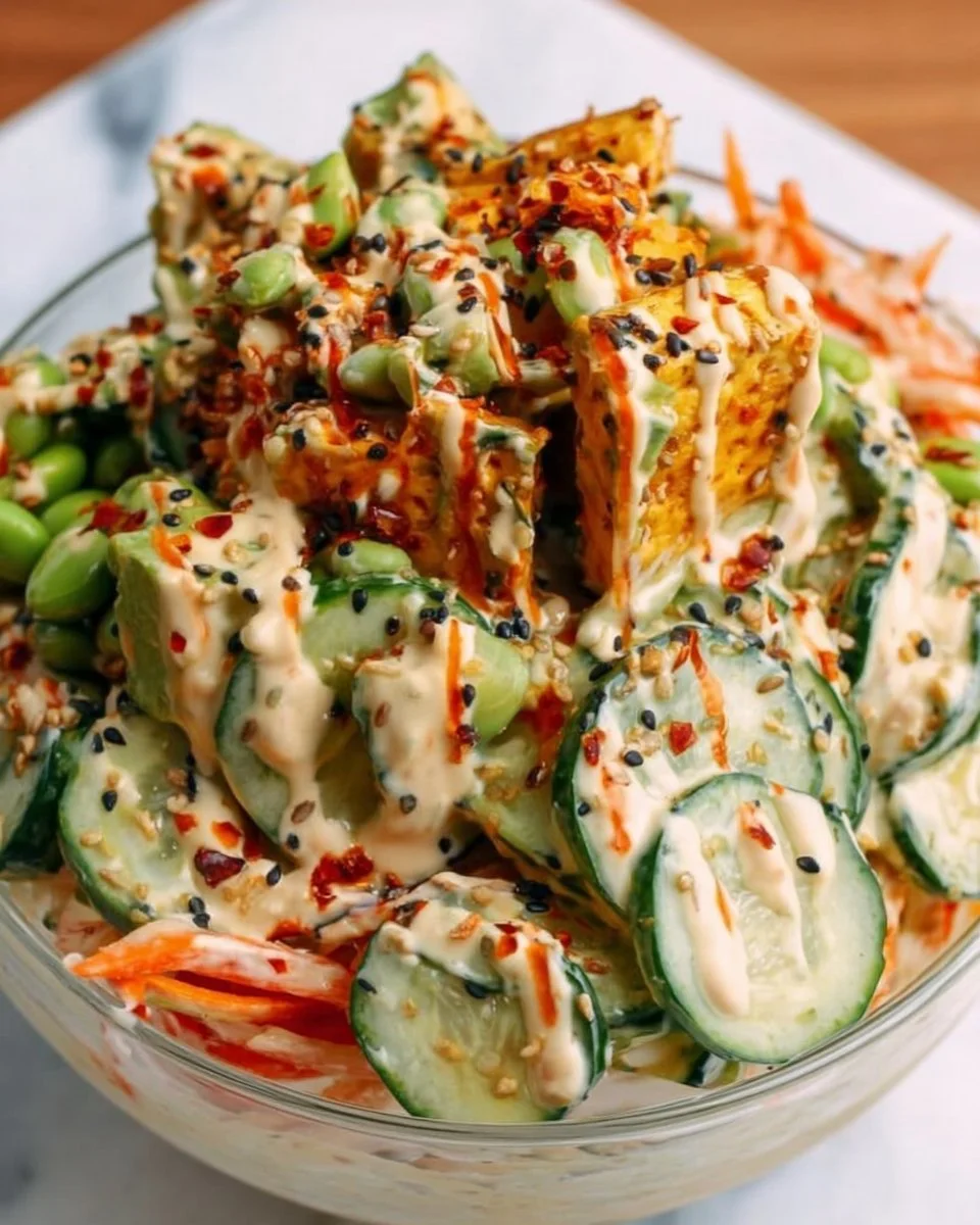 Creamy Asian Cucumber Salad Bowl Recipe