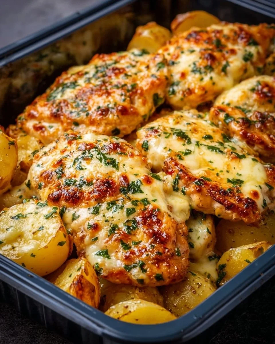 Creamy Garlic Cheesy Chicken and Potatoes