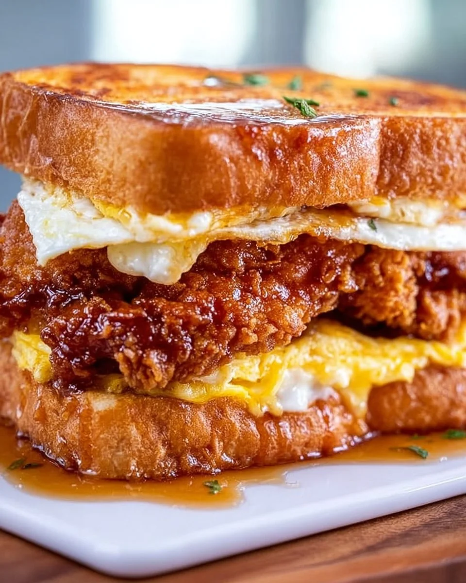 Crispy Fried Chicken Sandwich on French Toast