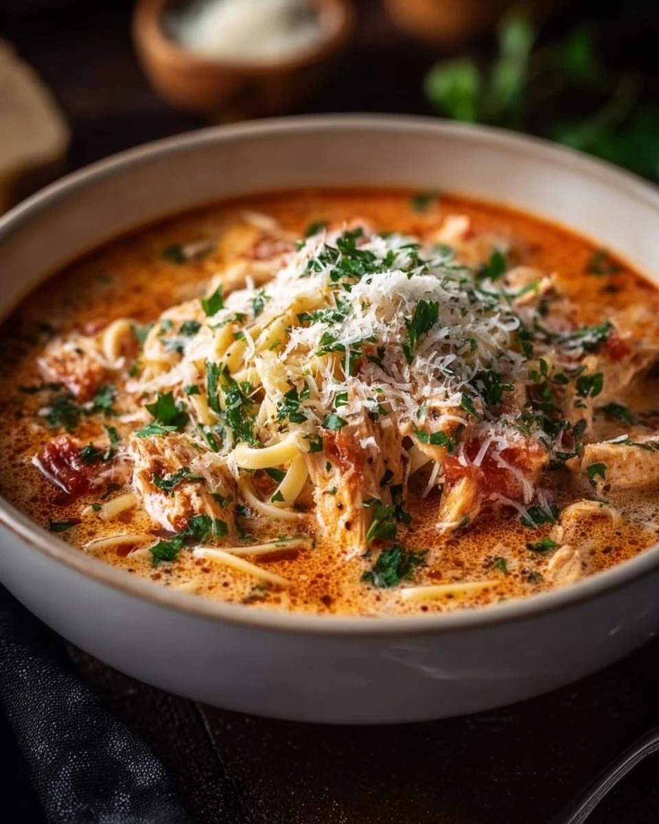 Crock Pot Creamy Chicken Parmesan Soup