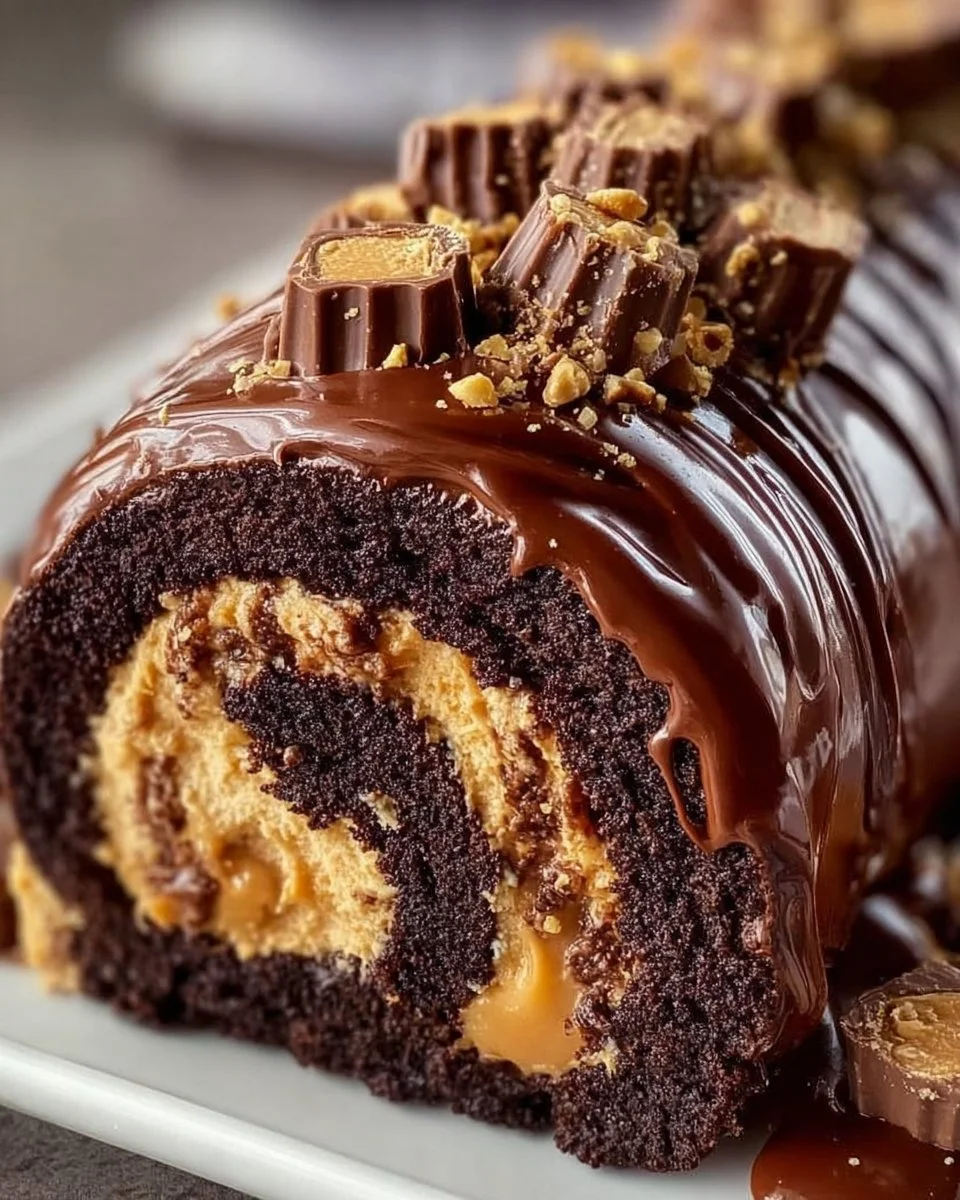 Irresistible Peanut Butter Cup Chocolate Roll