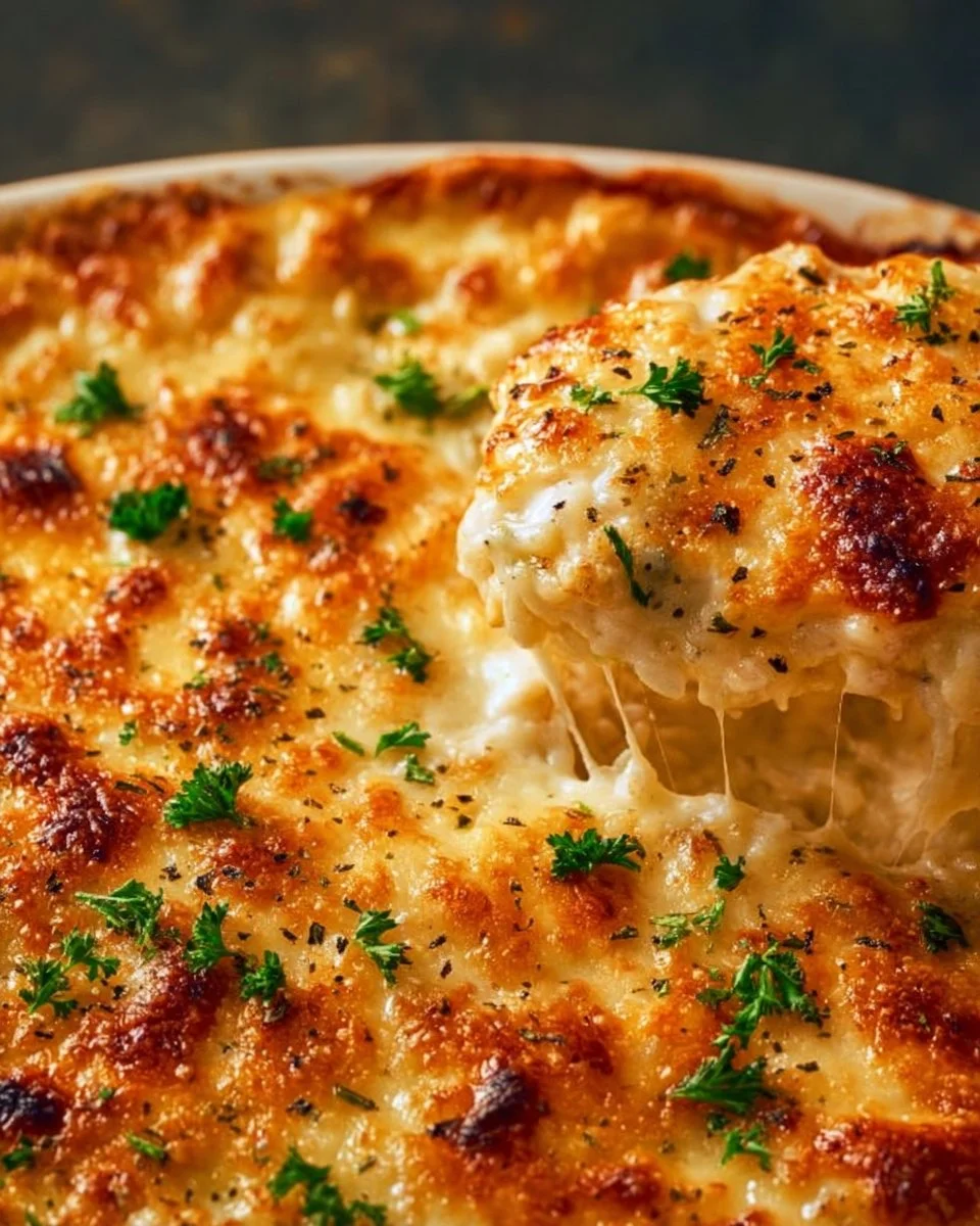 Delicious chicken and rice casserole dish topped with herbs and spices