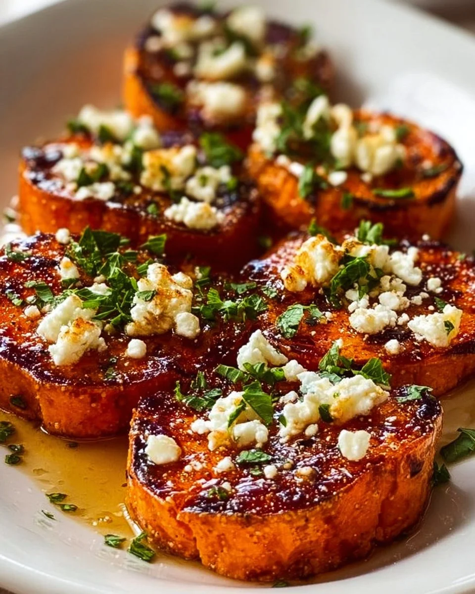 Roasted Sweet Potato Rounds with Honey &amp; Feta