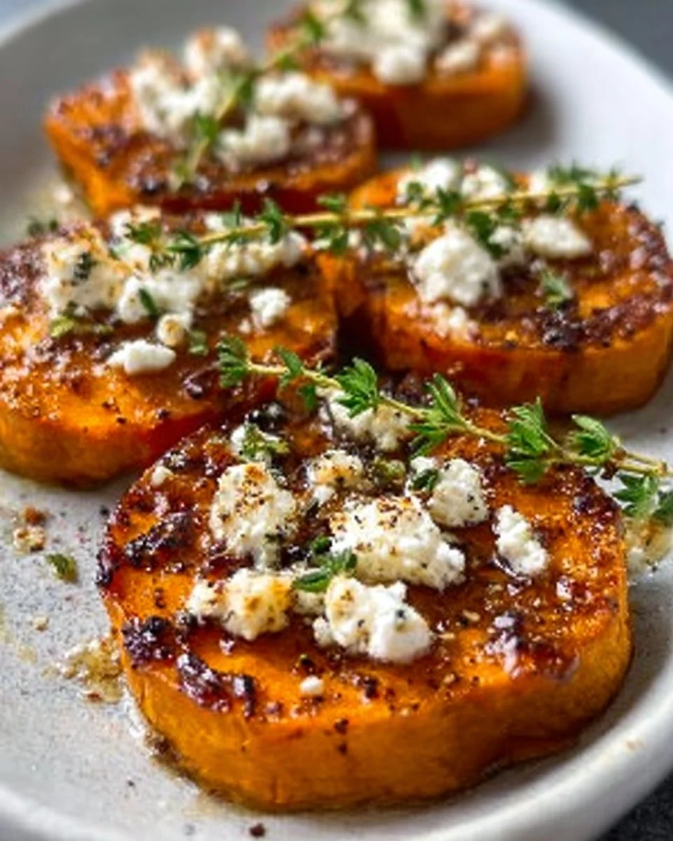 Roasted Sweet Potato Rounds with Honey &amp; Feta