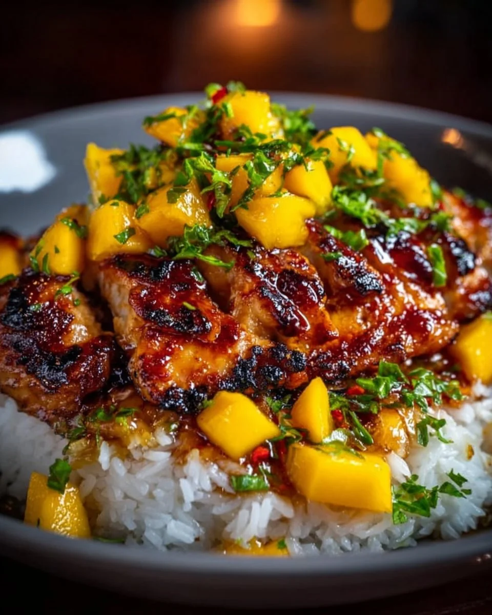 Sweet &amp; Savory Asian Mango Glazed Chicken Twists