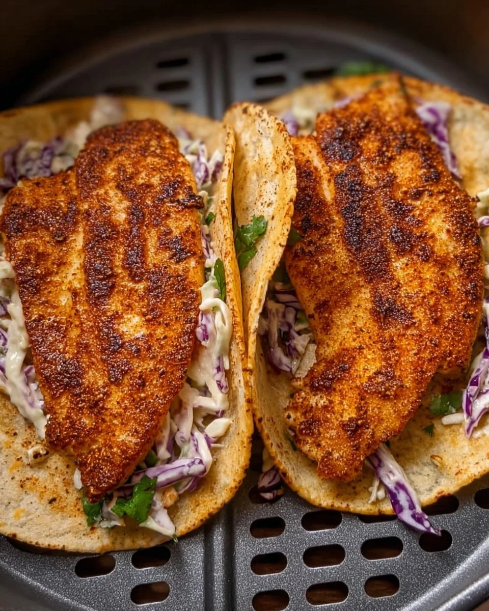 Air Fryer Fish Tacos with Cilantro Lime Slaw