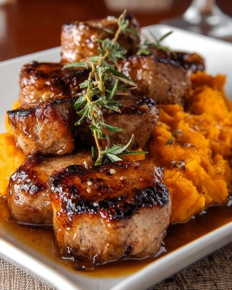 Apple Cider Pork with Mashed Sweet Potatoes