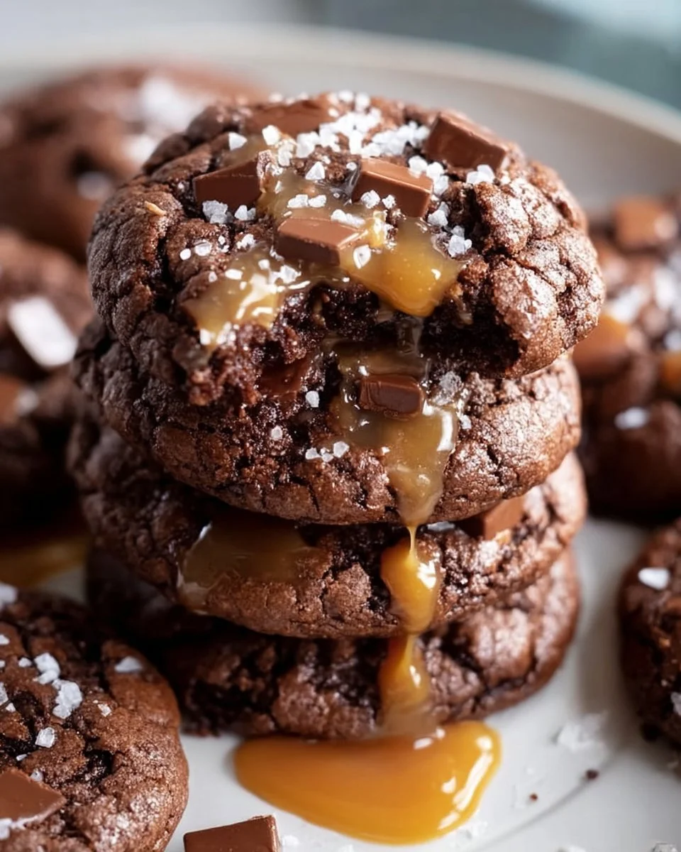 Double Chocolate Salted Caramel Cookies