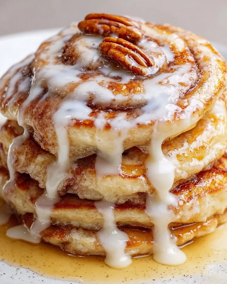 Fluffy Cinnamon Roll Pancakes