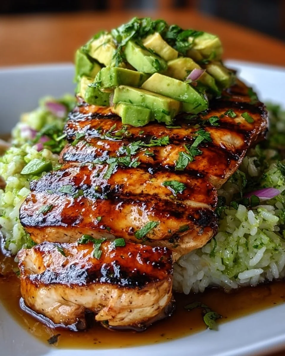 Honey Lime Chicken served with flavorful Avocado Rice