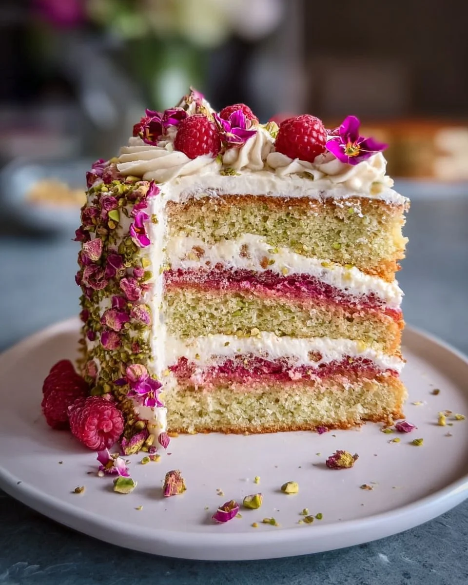 Rose-Pistachio Naked Cake