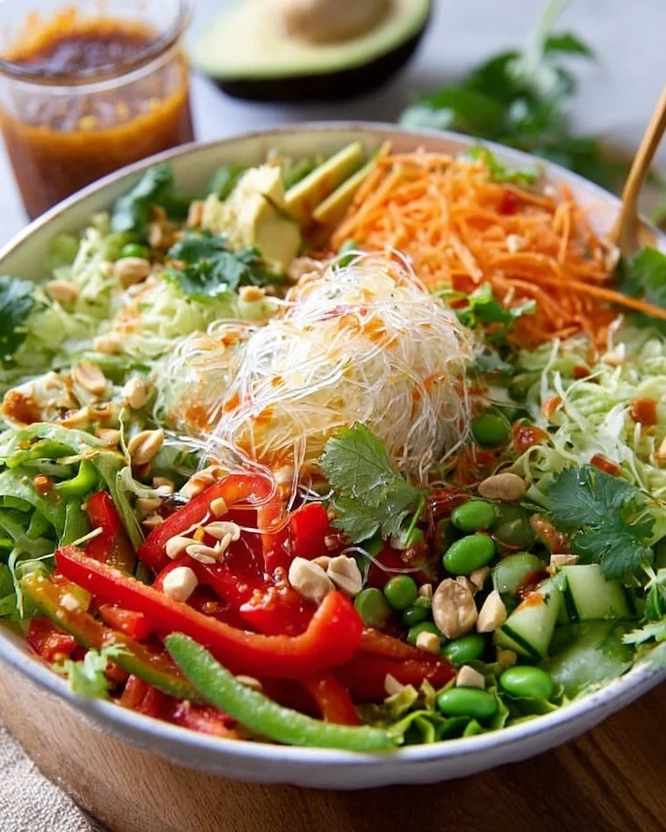 Spring Roll Salad with Spicy Ginger Dressing