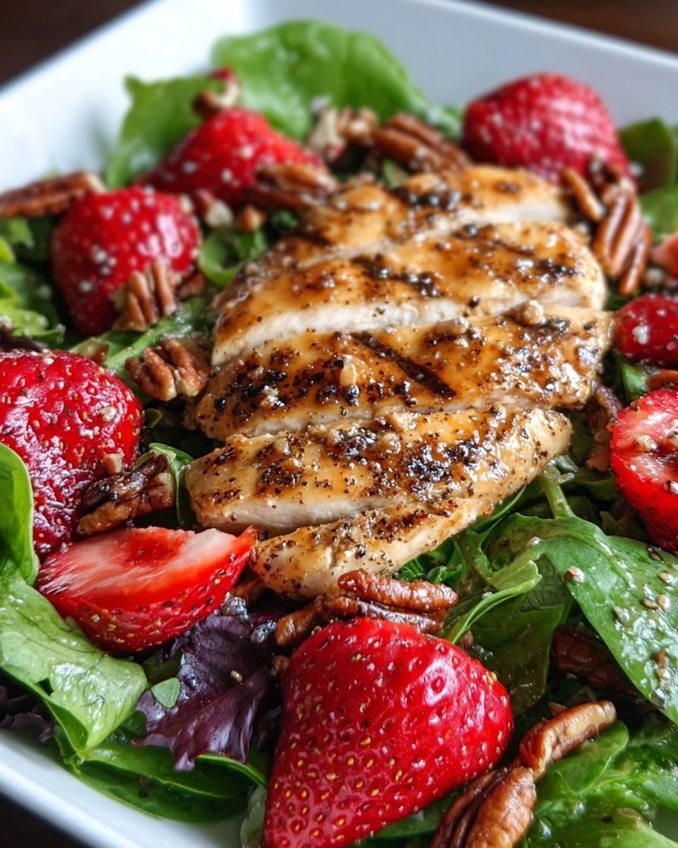 Strawberry Pecan Grilled Chicken Salad