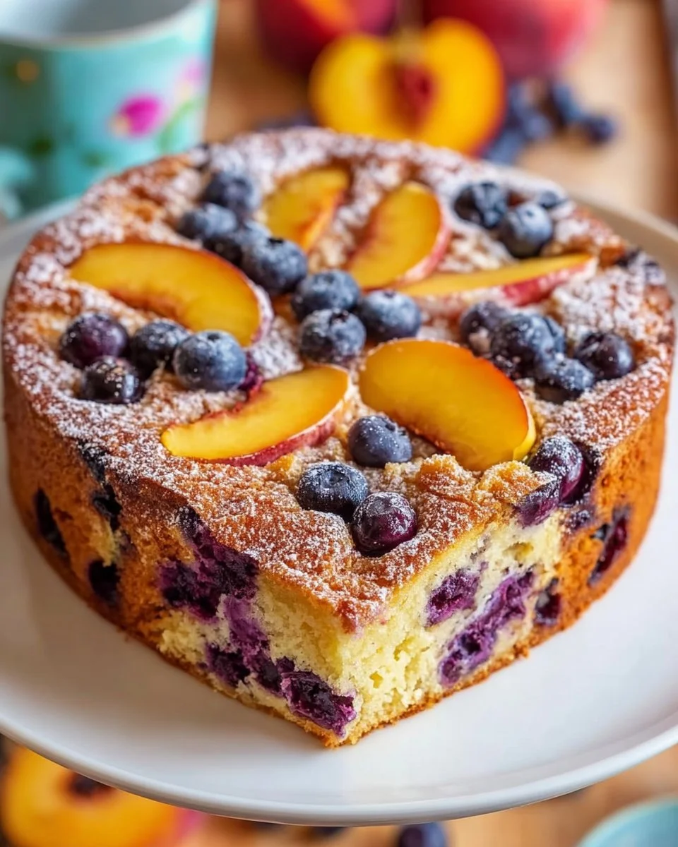 Easy Blueberry Peach Ricotta Cake (video)