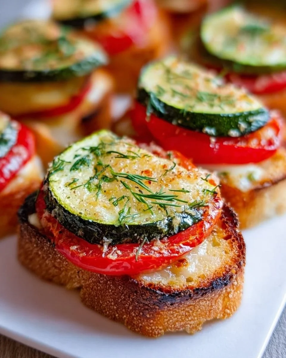 Garlicky Zucchini Tomato Crostini (video)