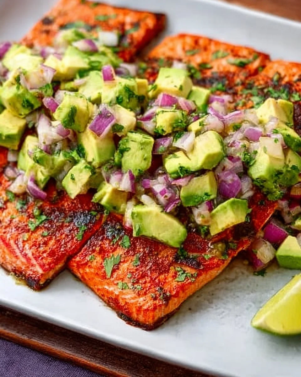 Grilled Salmon with Avocado Salsa