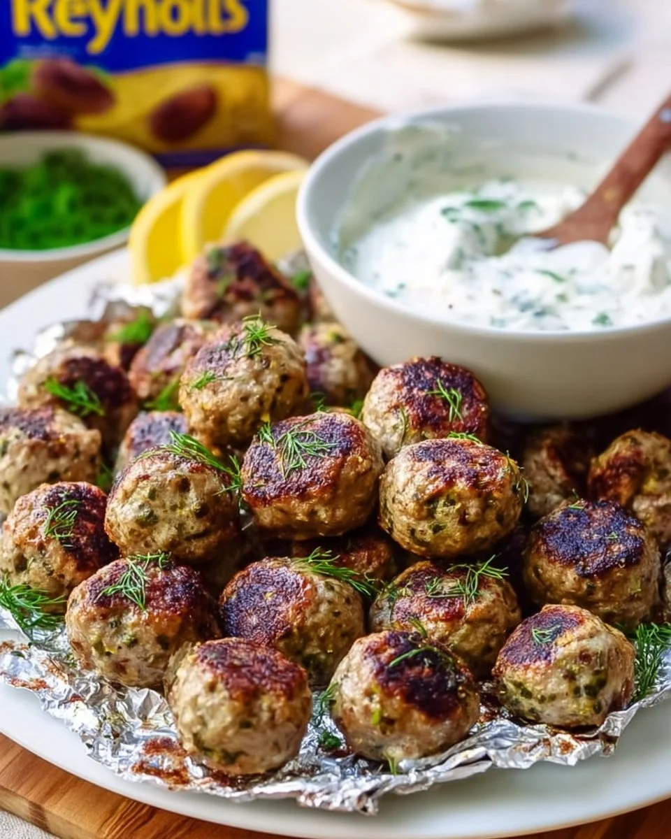 Grilled Turkey Meatballs with Yogurt Sauce