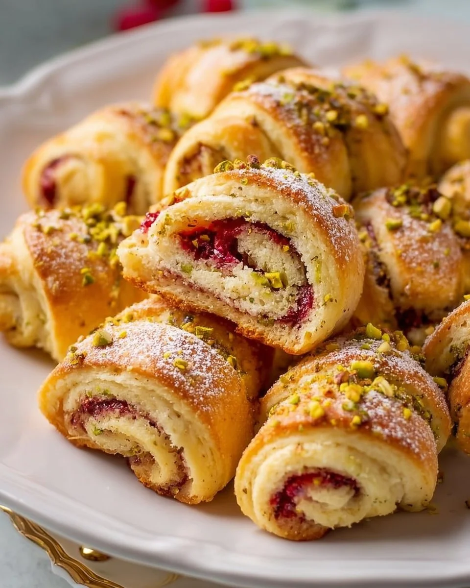Pistachio Raspberry Rugelach Cookies