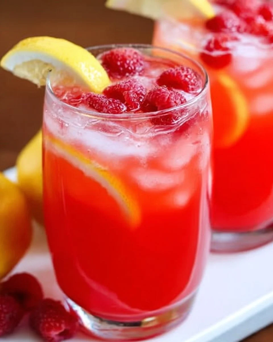 Refreshing glass of raspberry lemonade with mint garnish