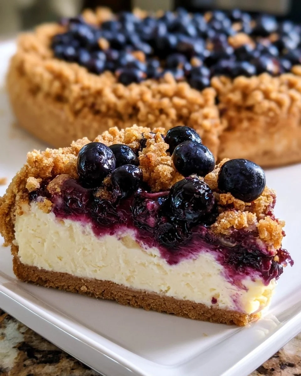 Blueberry Cheesecake with Crumble Cookie Crust