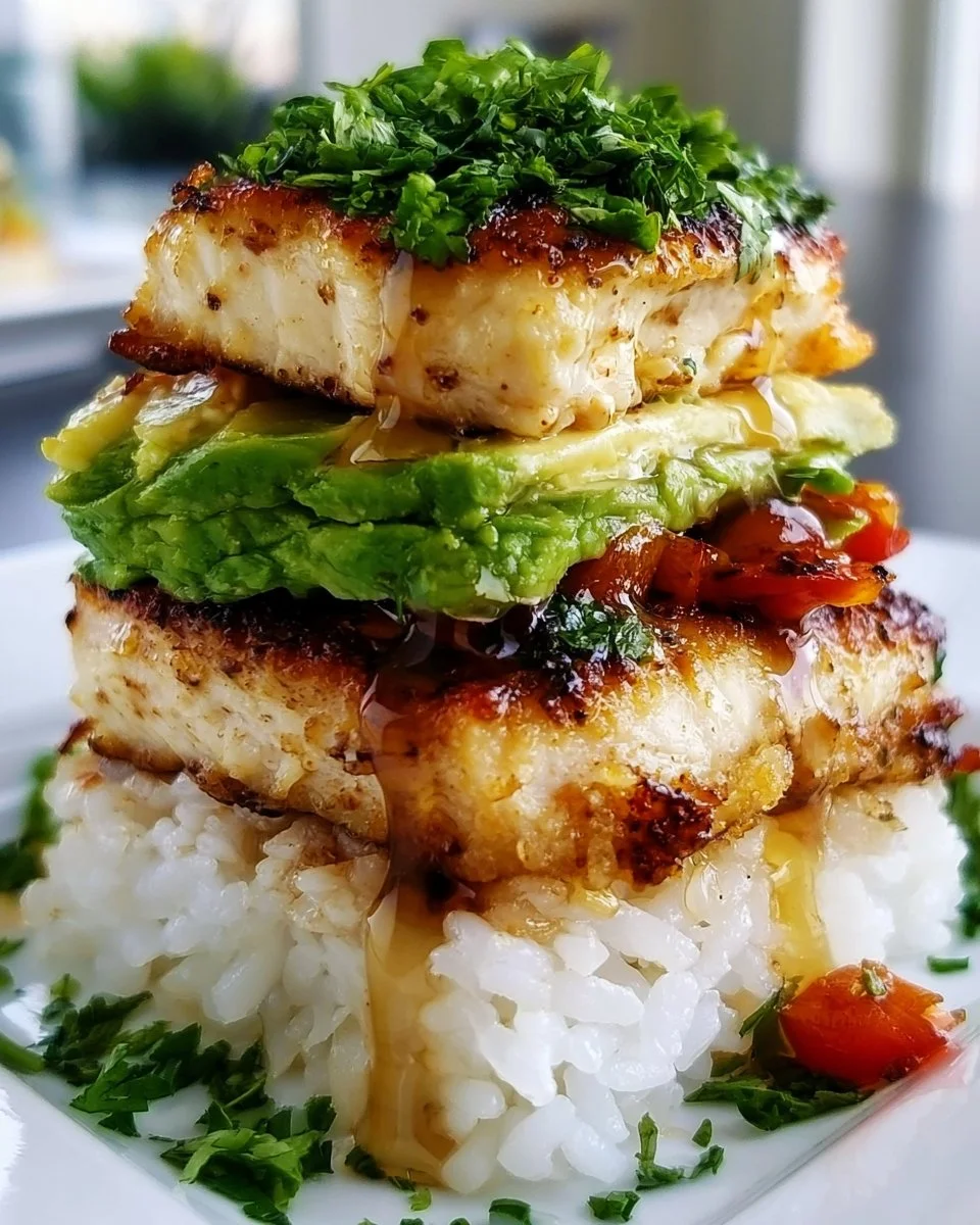 Honey Lime Chicken Avocado Rice Stack: Fresh &amp; Flavorful Meal